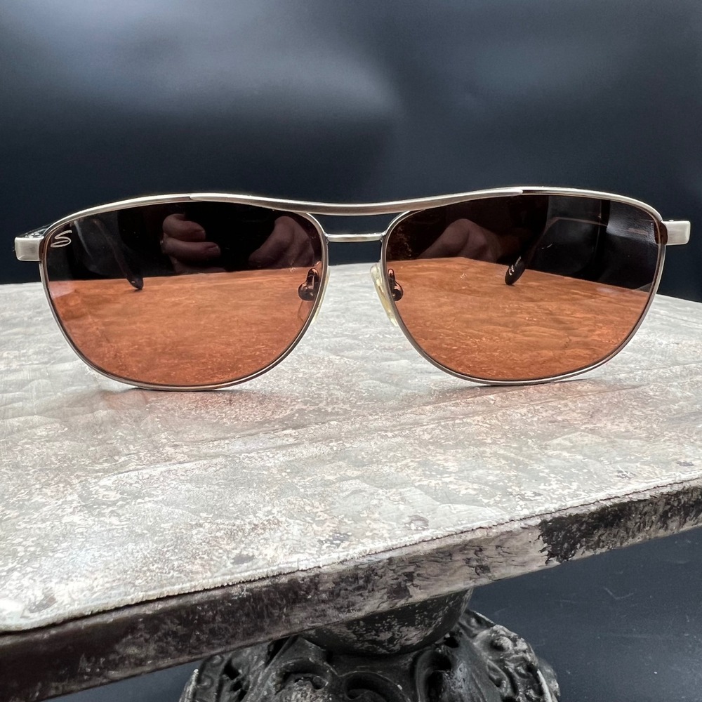 Serengeti 6408 Aviator Sunglasses Gunmetal Metal Frame Rose Lens Japan Mens